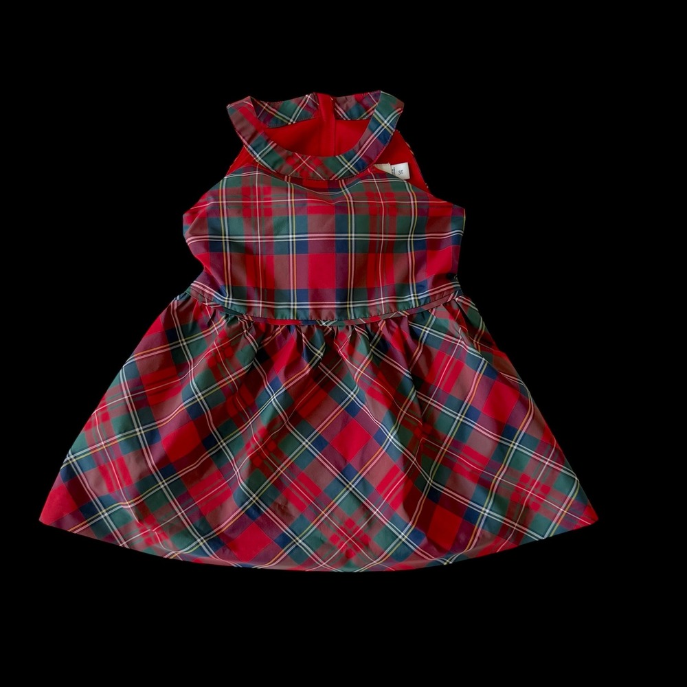 Vineyard Vines Girls 3T Red Plaid Holiday Dress Sleeveless Taffeta Christmas